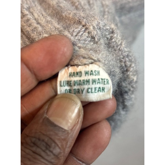 Alan Paine Shetland All Wool Cable Knit Sweater Grey Size 40 Mock Neck - Picture 9 of 9